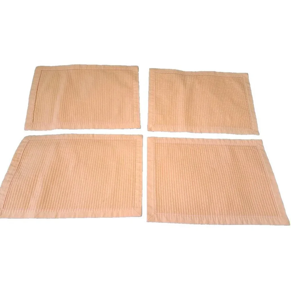 Unbranded Set of Four Light Orange Pleated Placemats Reversible FLAW!